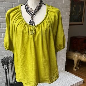 Lime Green Women's Peasant Top - On 34th
